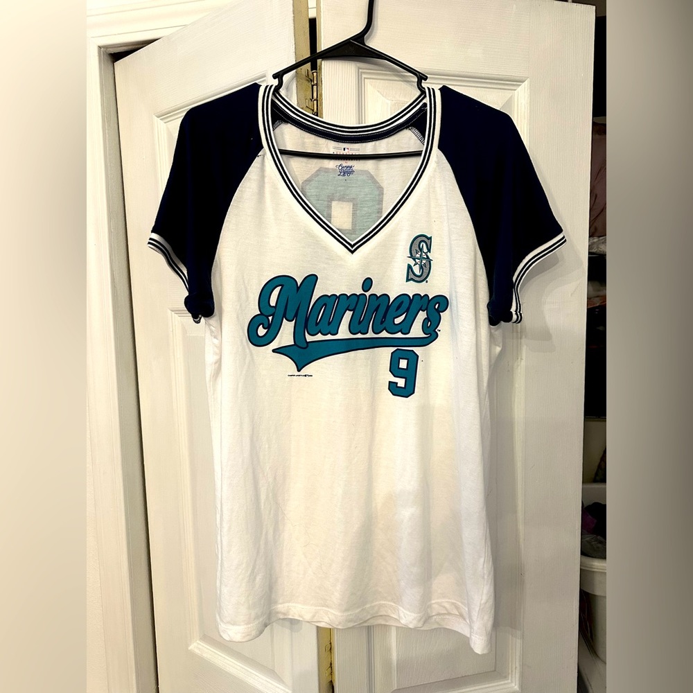 Seattle Mariners Jersey Womens XL White Dee Gordon 9 V Neck Campus
